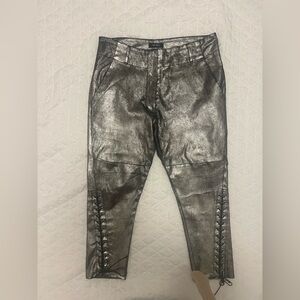 Isabel Marant leather pants Metallic Silver like new